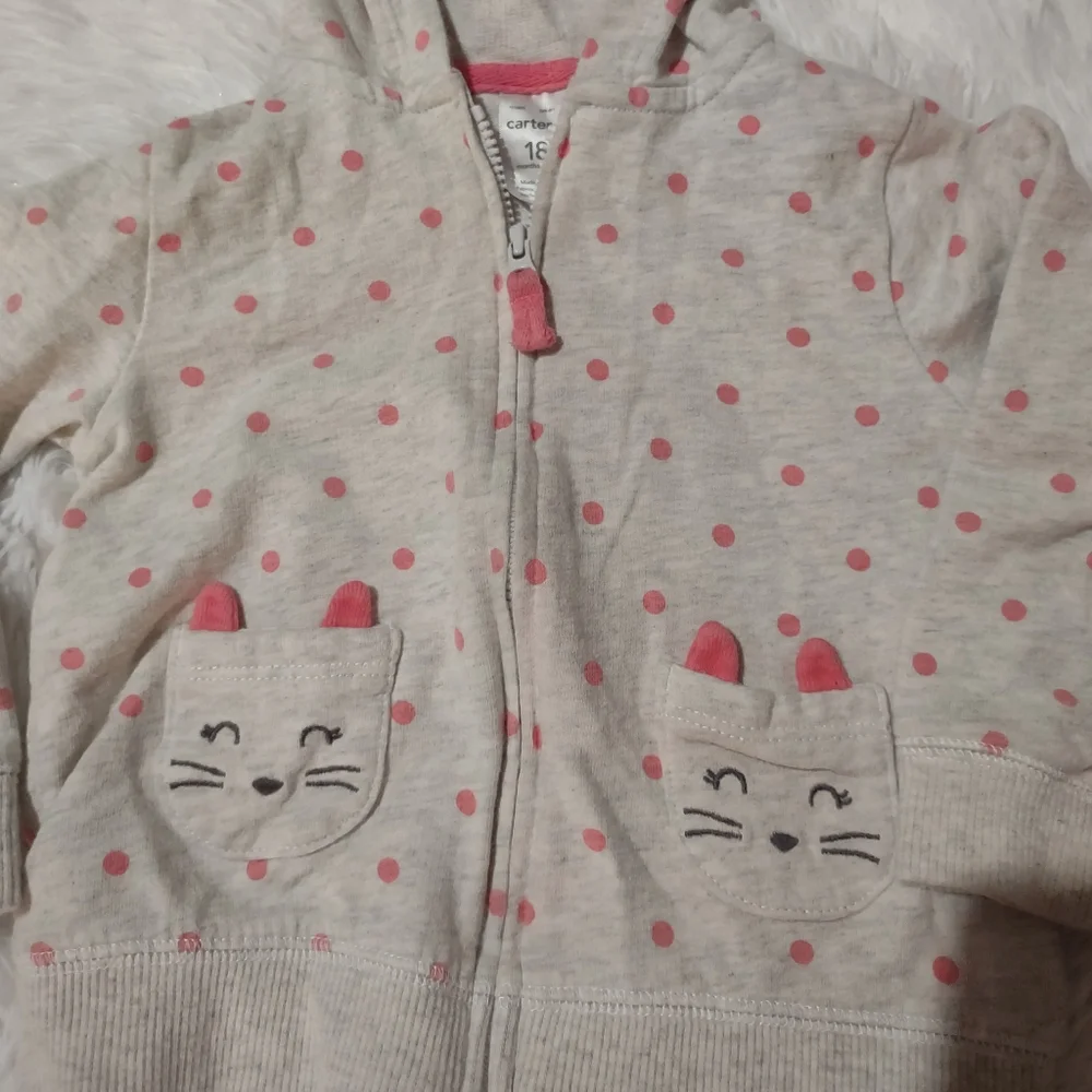 Carter's 18 Month Polka Dot Hooded Sweater Full Zip